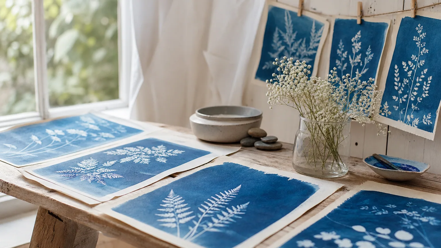 Décoration : Explorez l’univers fascinant du cyanotype, fusion captivante entre nature et photographie, où l’intensité du bleu prend vie