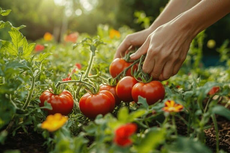 Activités de jardinage et potager en plein été dans le Wisconsin