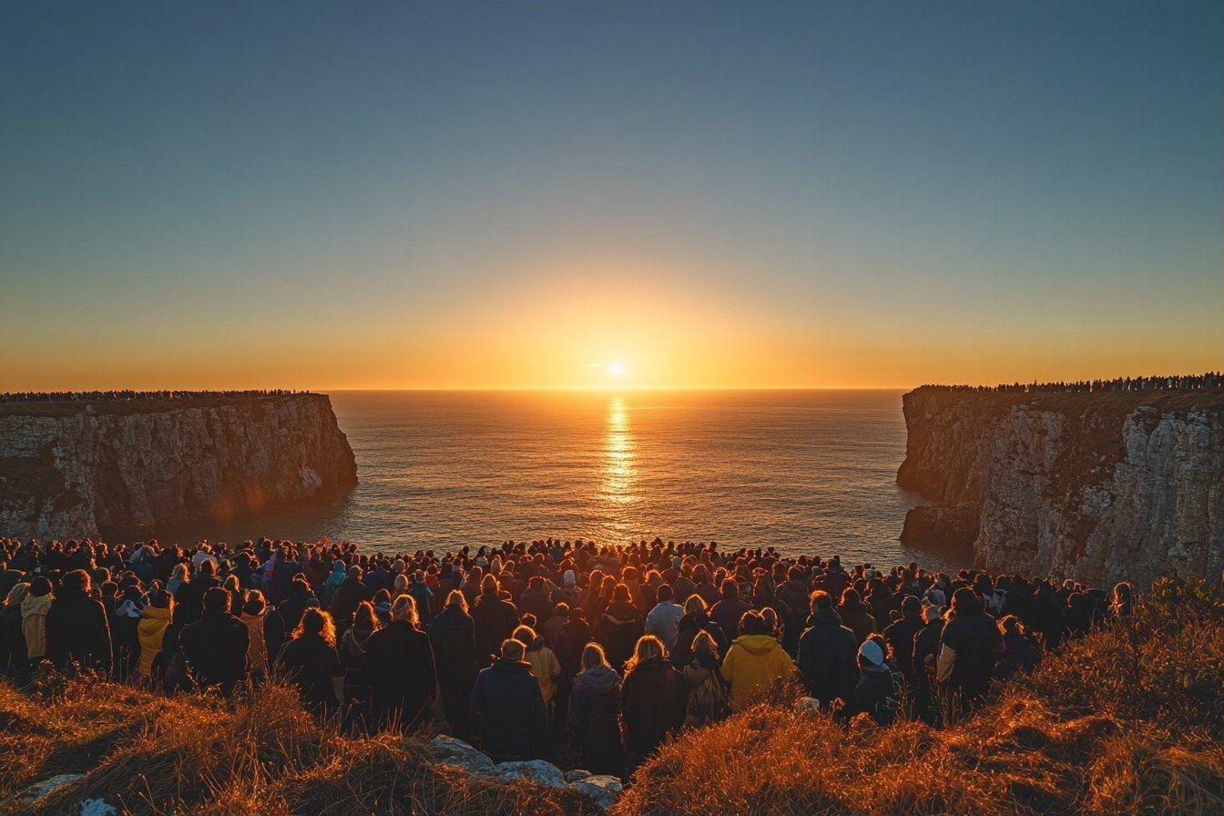 Des centaines de personnes admirent le lever du soleil au point le plus oriental du Royaume-Uni