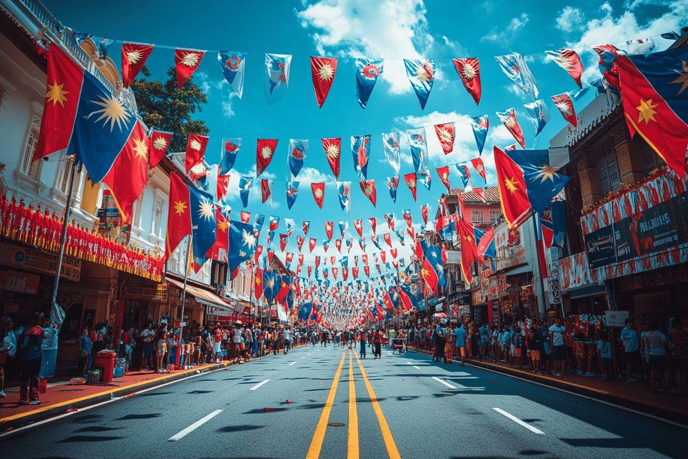 la fièvre de la fête nationale monte en Malaisie avec le jalur gemilang embellissant chaque recoin