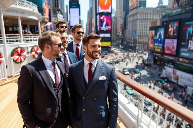 la mode des croisières de rêve avec les vêtements sur mesure pour hommes de Times Square