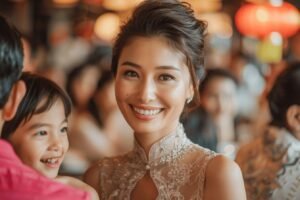 L’ancienne Miss Hong Kong Vivi Lee savoure des moments en famille dans un restaurant local