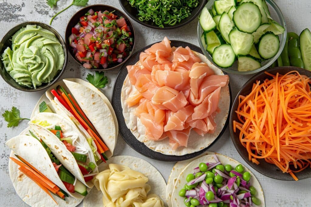 Les ingrédients nécessaires pour des wraps au surimi savoureux