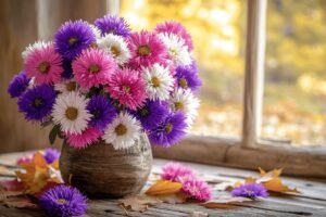 Mettez de la couleur dans vos décorations d’automne avec les asters grâce à Kerri